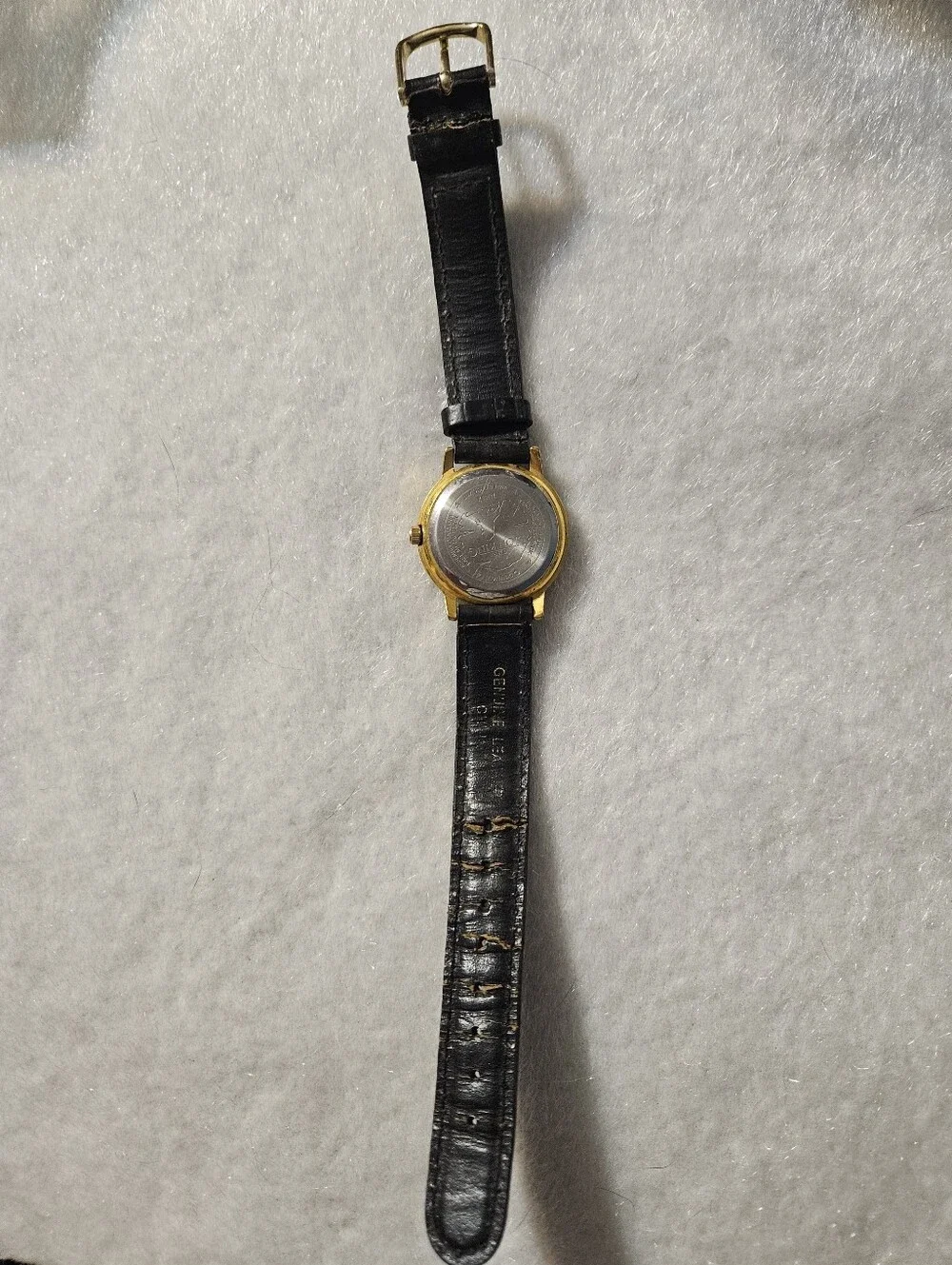 Lion King Timex Gold-Tone Case Watch with Black Leather Strap